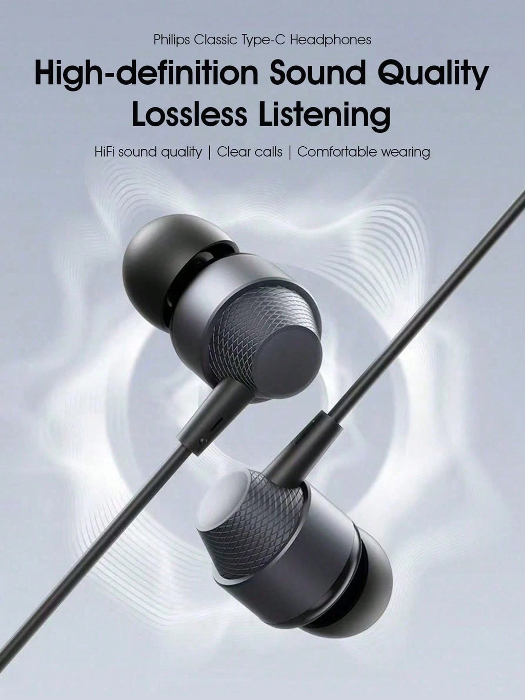Philips TAE1120 Wired Earbuds, 2025 New Model, In-Ear, Sports Gaming, High-Fidelity Sound, USB-C