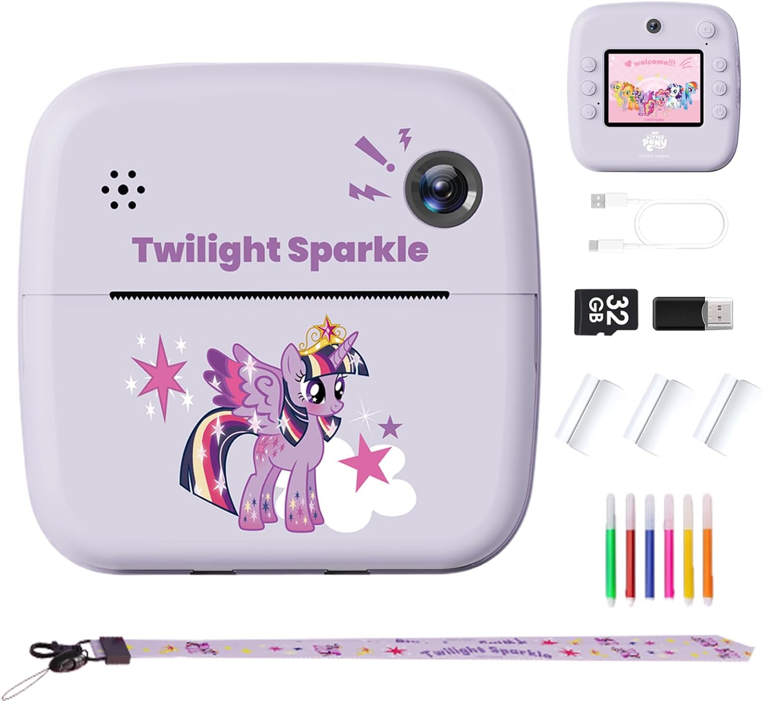 My Little Pony Rainbow Series Children Print Camera, Polaroid Camera for Kids, Kids Camera Instant Print,3 Year Old Girl Gifts,Twilight Sparkle