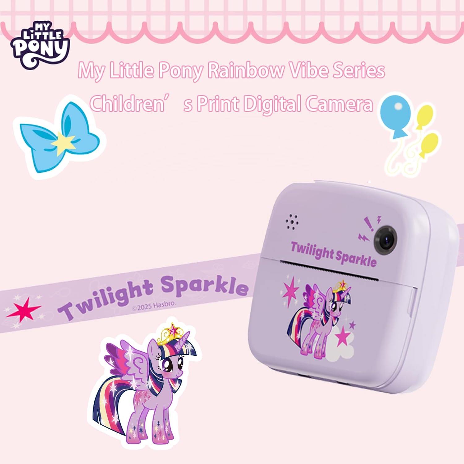 My Little Pony Rainbow Series Children Print Camera, Polaroid Camera for Kids, Kids Camera Instant Print,3 Year Old Girl Gifts,Twilight Sparkle