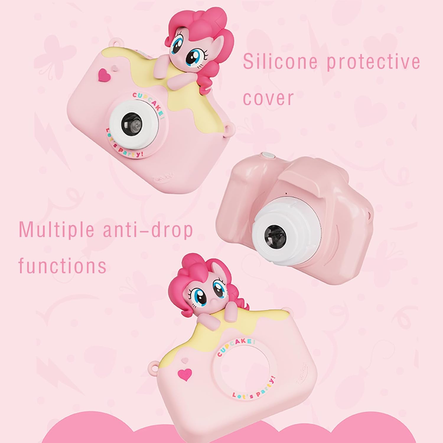 My Little Pony Sweetheart Party Children Camera, Birthday Gifts Girls Boys Age 3-12, Kid's Camera with SD Card,Pinkie Pie