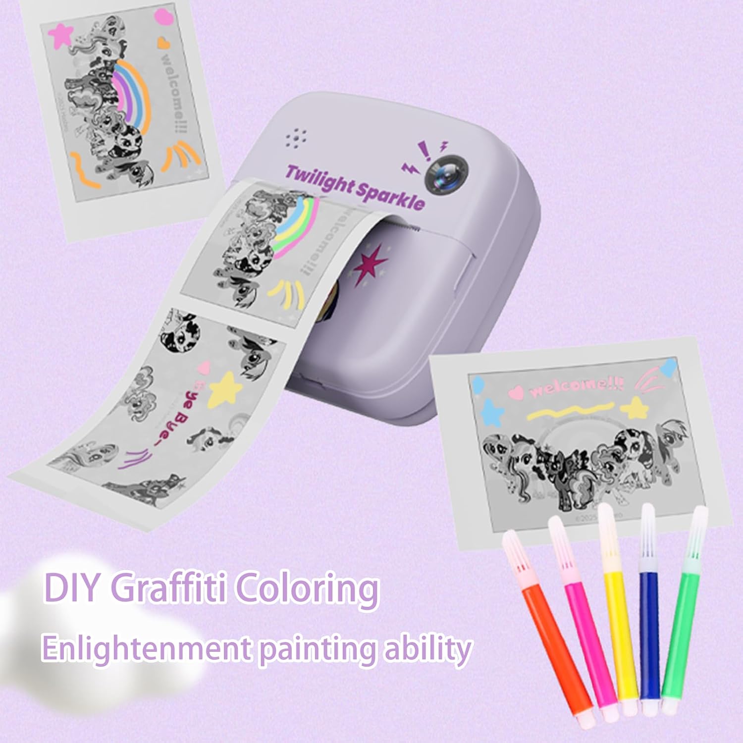 My Little Pony Rainbow Series Children Print Camera, Polaroid Camera for Kids, Kids Camera Instant Print,3 Year Old Girl Gifts,Twilight Sparkle