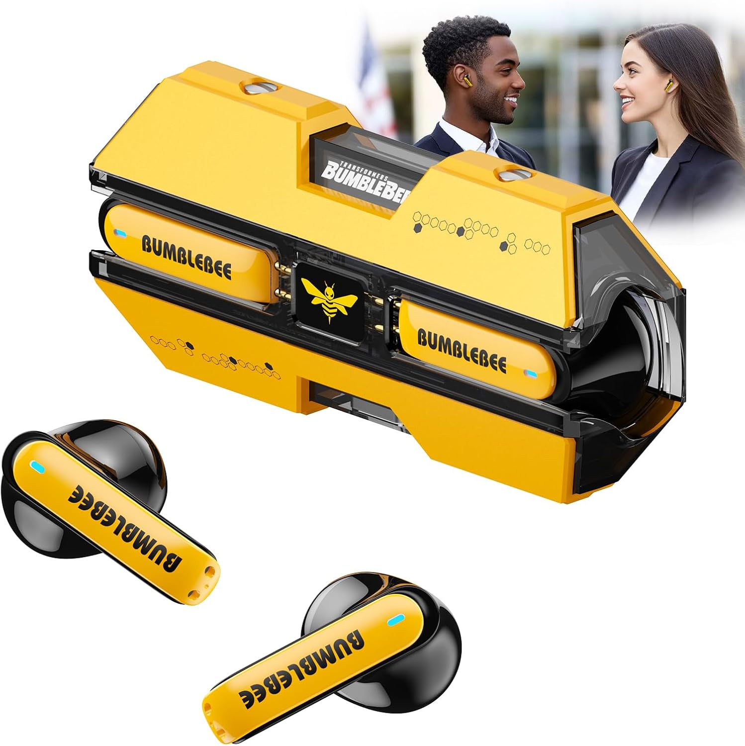 Transformers AI Translation Earbuds 3-in-1 Translator Earbuds Real Time 144 Language & Accents Translating Ear Buds Bluetooth 5.4, Audifonos Traductores Inglés Español, TF-T01 Yellow Bumblebee