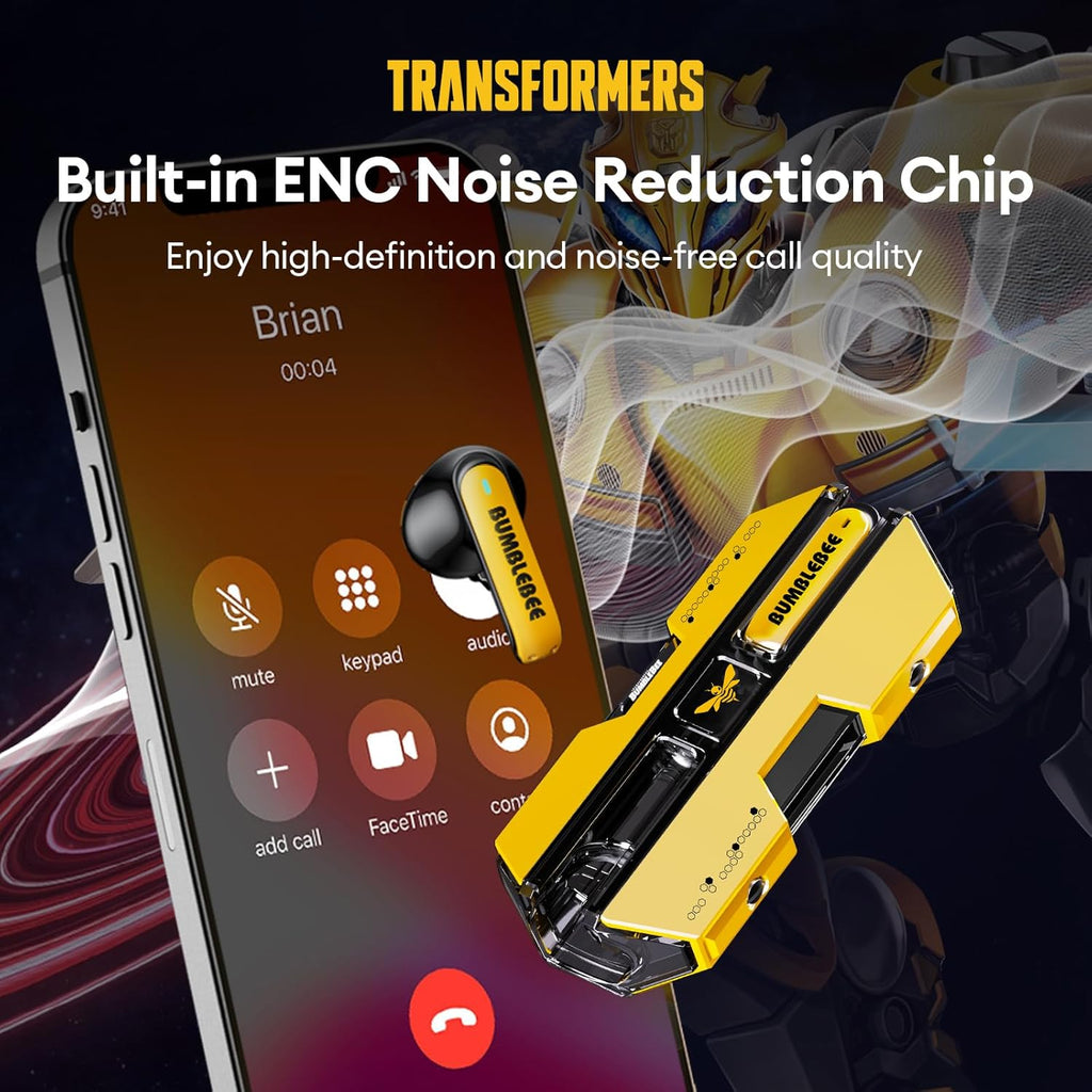 Transformers AI Translation Earbuds 3-in-1 Translator Earbuds Real Time 144 Language & Accents Translating Ear Buds Bluetooth 5.4, Audifonos Traductores Inglés Español, TF-T01 Yellow Bumblebee