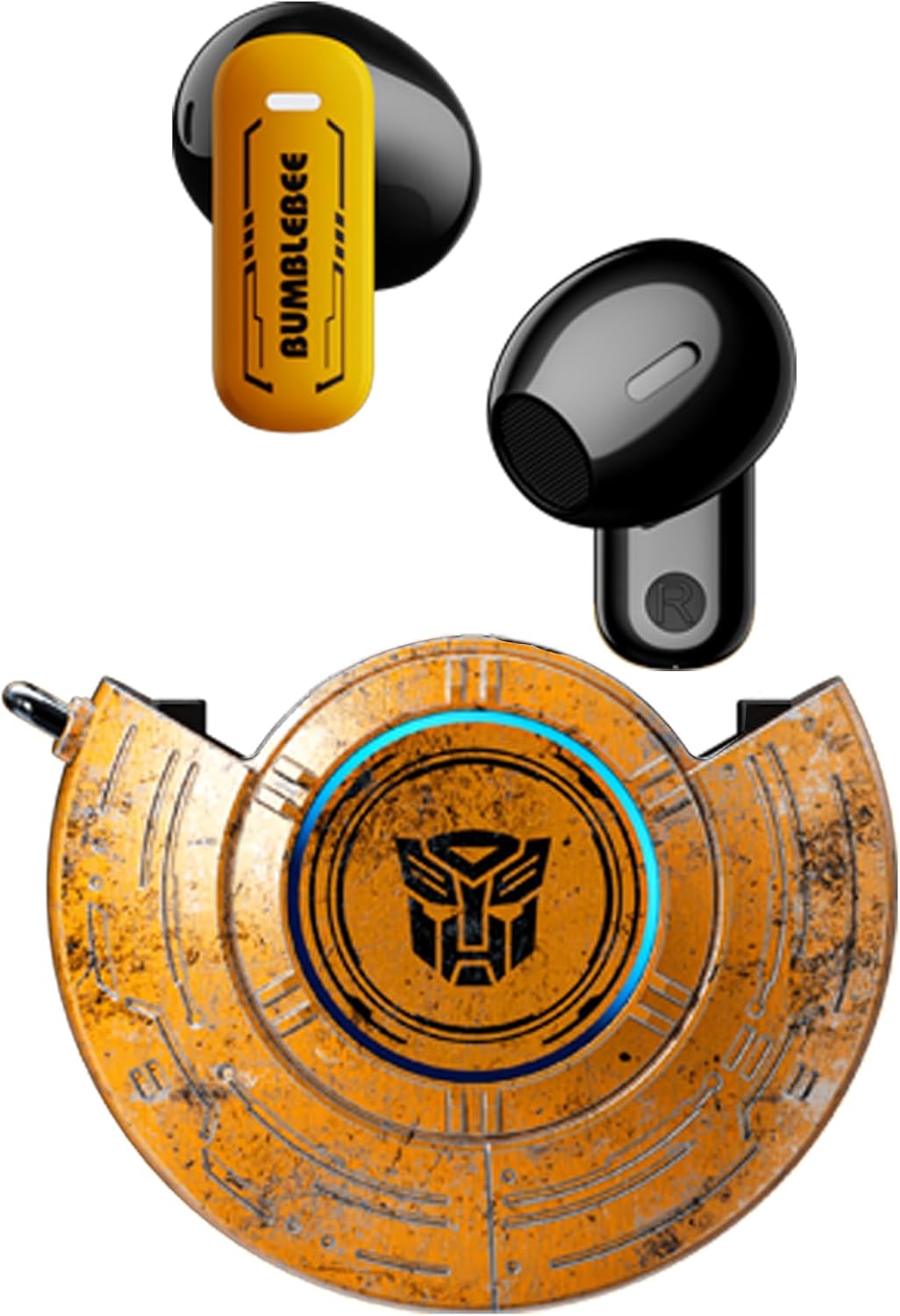 Transformers TF-T31 Bluetooth TWS Wireless Earbuds with Mechanical Shell Design Passive Noise Cancelling in-Ear Cool HiFi HD Calling Music Game Modes Low Latency Sports Earphones (Yellow - Bumblebee)