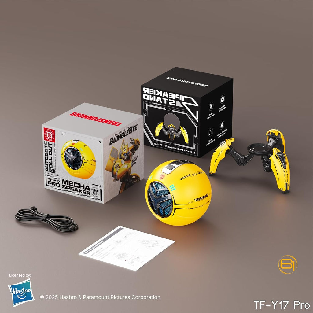 Transformers TF-Y17Pro Mecha Bluetooth TWS Speaker, 10W Hi-Fi 57mm Driver, Portable RGB Speaker with Detachable Foldable Tri-Pedal Stand, 2000mAh, Gaming Desk Décor Autobots (Bumblebee Yellow)
