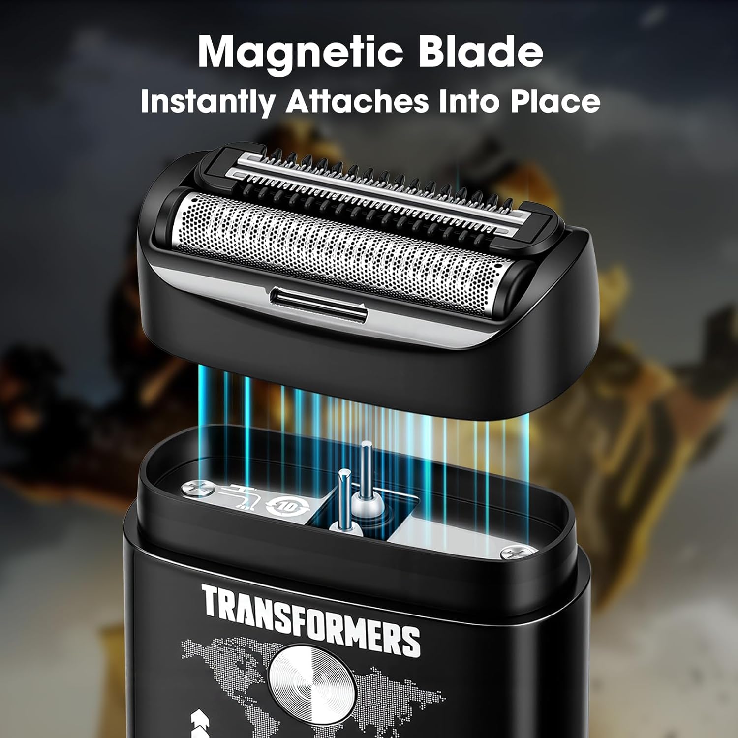 Transformers Electric Foil Shaver for Men：Portable Electric Razor for Face - IPX7 Waterproof Cordless Razor with LED Display - 2 Floating Blade USB-C Fast Rechargeable for Travel & Home