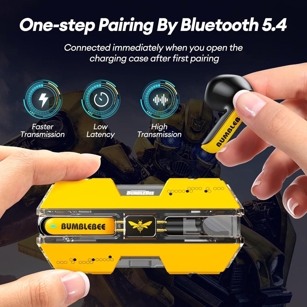 Transformers AI Translation Earbuds 3-in-1 Translator Earbuds Real Time 144 Language & Accents Translating Ear Buds Bluetooth 5.4, Audifonos Traductores Inglés Español, TF-T01 Yellow Bumblebee