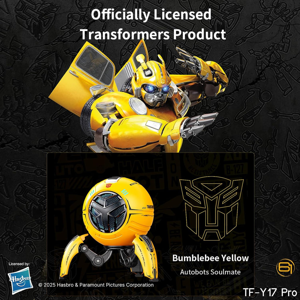 Transformers TF-Y17Pro Mecha Bluetooth TWS Speaker, 10W Hi-Fi 57mm Driver, Portable RGB Speaker with Detachable Foldable Tri-Pedal Stand, 2000mAh, Gaming Desk Décor Autobots (Bumblebee Yellow)